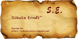 Sikula Ernő névjegykártya